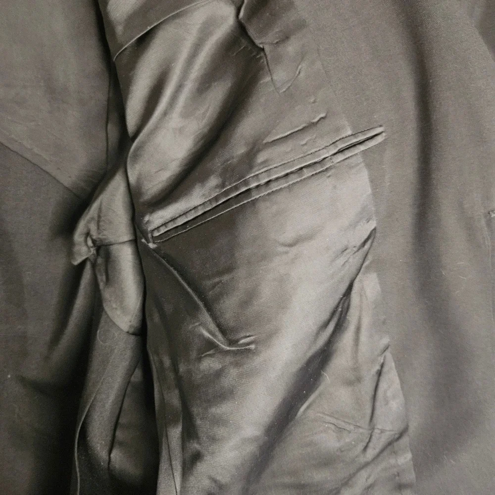 Vtg Hickey Freeman Corrigan Twill 3 Button Suit Black Wool Blazer Pants 43R 35W